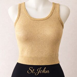 St. John Basics by Marie Gray Gold Knit Crop Tank Top Resort Luxe Quiet Luxury S